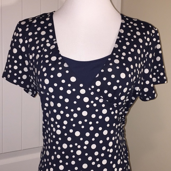 🆕NWT Notations Petite Polka Dot Faux wrap dress - Picture 2 of 8